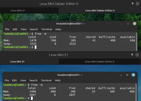 Linux Mint Debianのメモリー使用量