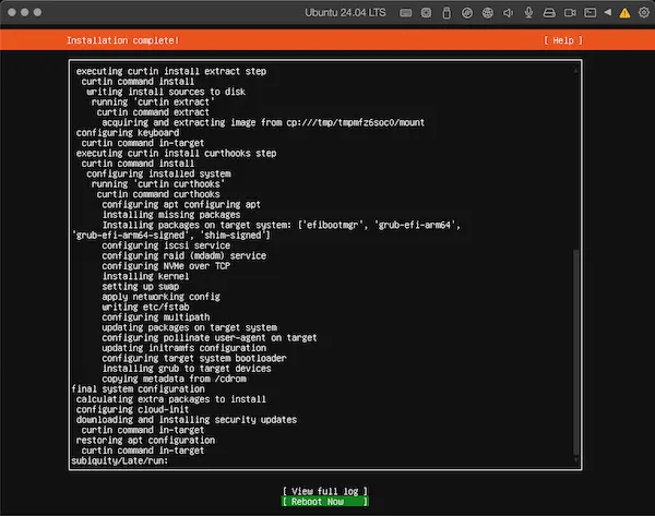 「Ubuntu Server for ARM」をインストール完了
