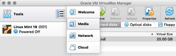 VirtualBox Manager 6.0
