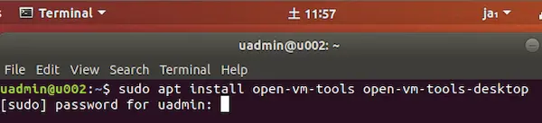 「open-vm-tools」をインストール